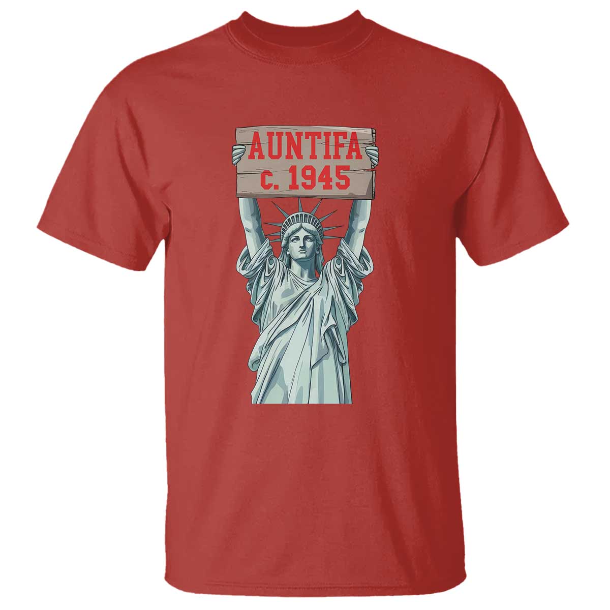 Antifa Fascism T Shirt Statue of Liberty Anti Fascism Patriotic TS14 Red Print Your Wear