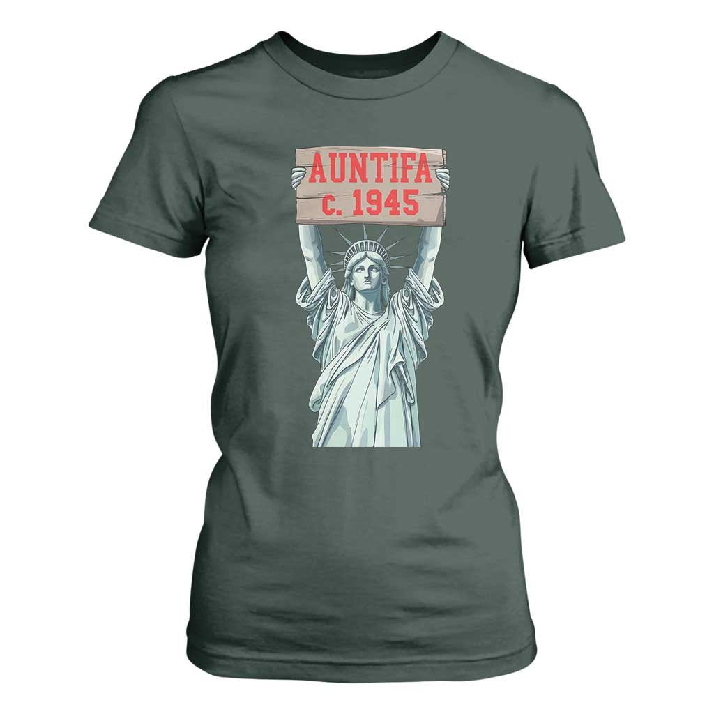 Antifa Fascism T Shirt For Women Statue of Liberty Anti Fascism Patriotic TS14 Dark Forest Green Print Your Wear