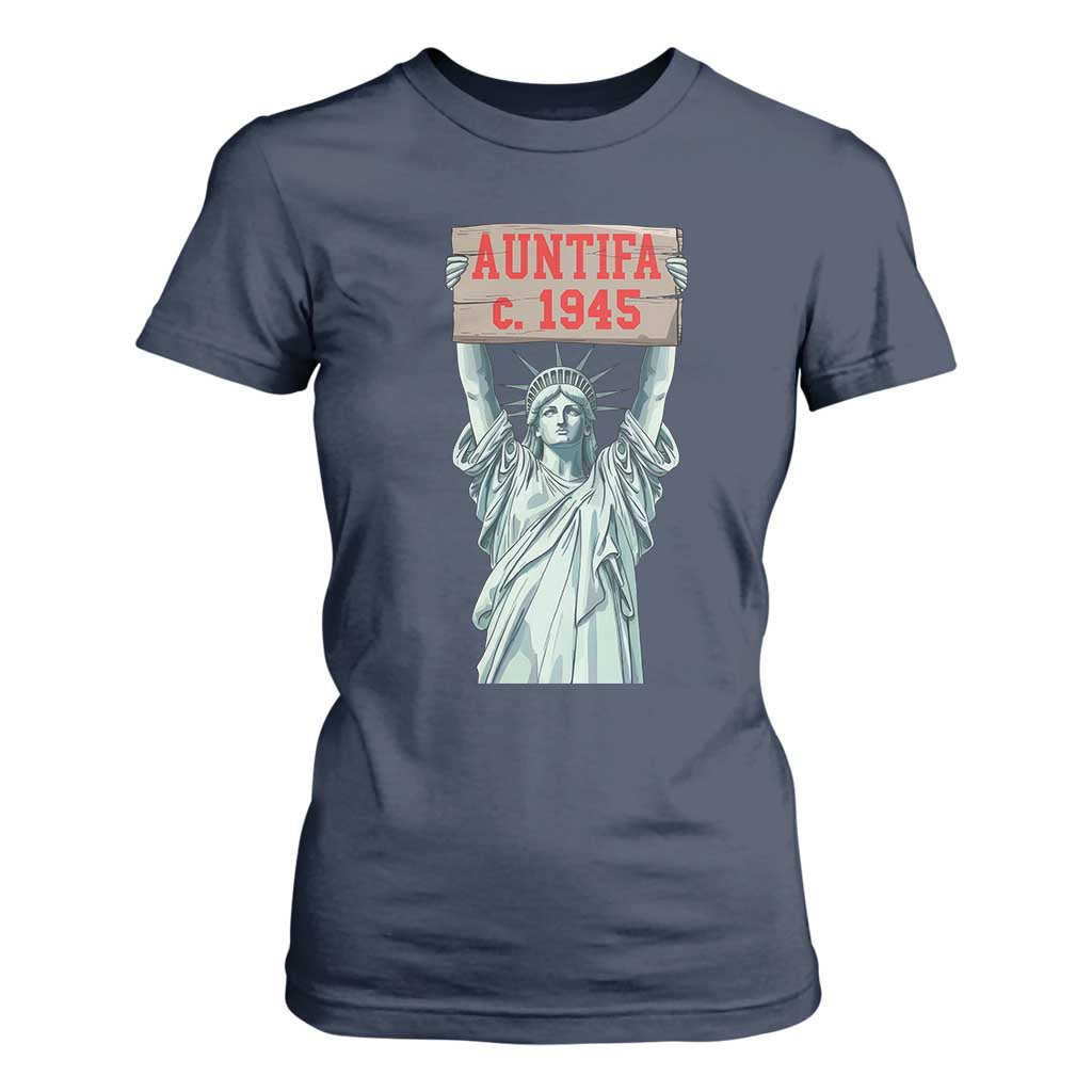 Antifa Fascism T Shirt For Women Statue of Liberty Anti Fascism Patriotic TS14 Navy Print Your Wear