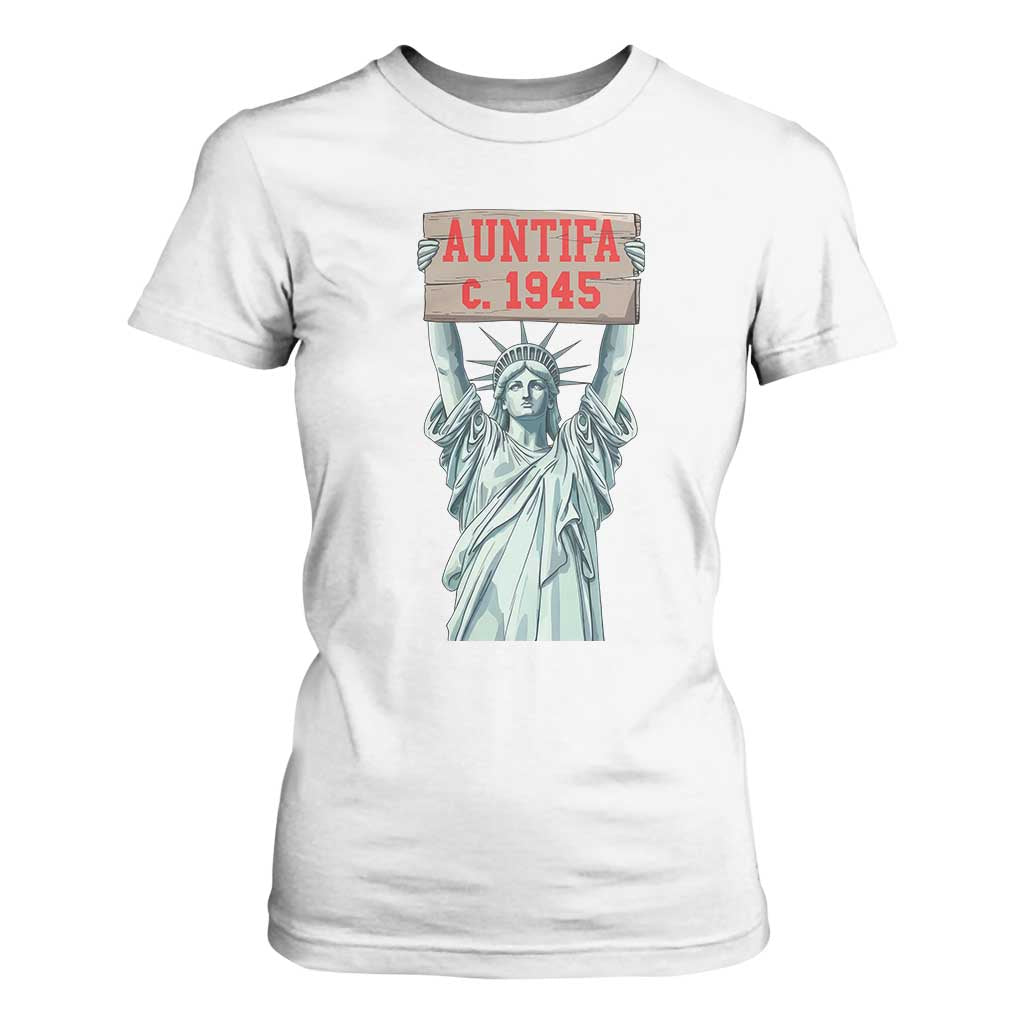 Antifa Fascism T Shirt For Women Statue of Liberty Anti Fascism Patriotic TS14 White Print Your Wear