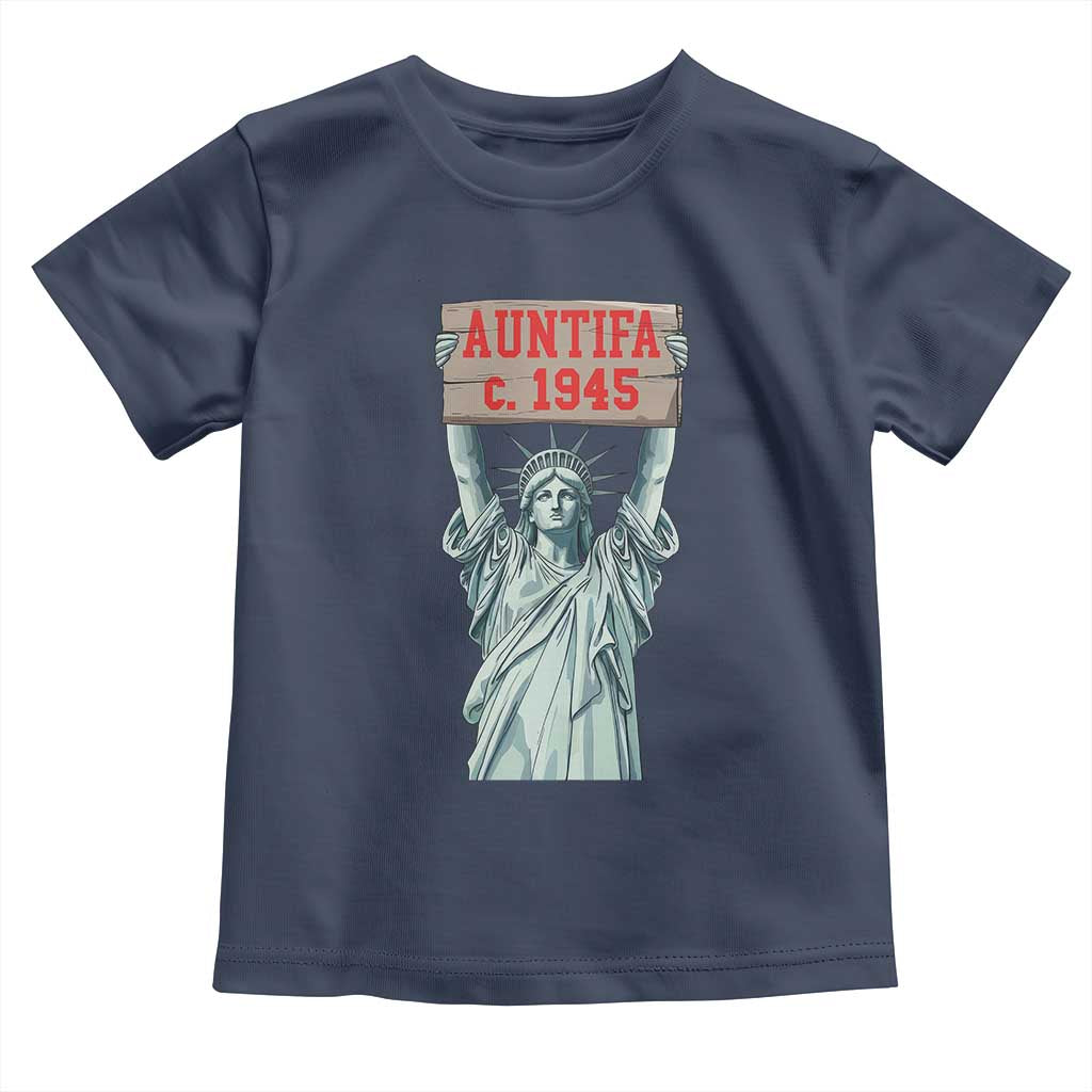 Antifa Fascism Toddler T Shirt Statue of Liberty Anti Fascism Patriotic TS14 Navy Print Your Wear
