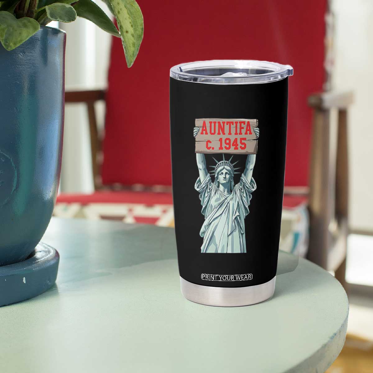 Antifa Fascism Tumbler Cup Statue of Liberty Anti Fascism Patriotic TS14 Print Your Wear