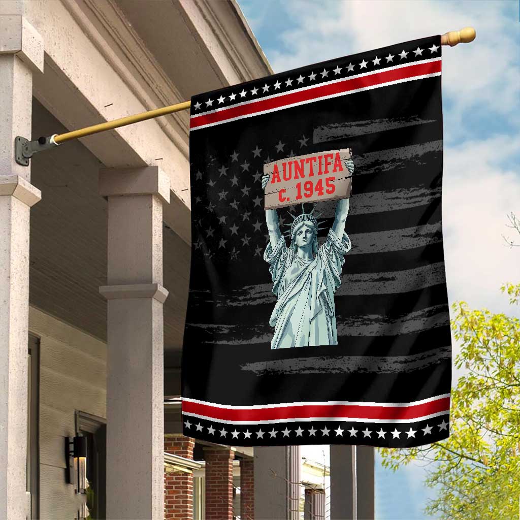 Antifa Fascism Garden Flag Statue of Liberty Anti Fascism Patriotic TS14 Distressed Black Red Print Your Wear