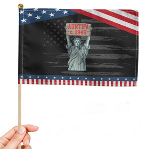 Antifa Fascism Patriotic Handheld Flag Statue of Liberty Anti Fascism TS14 Distressed 8.2" × 5.5" Black Blue Print Your Wear