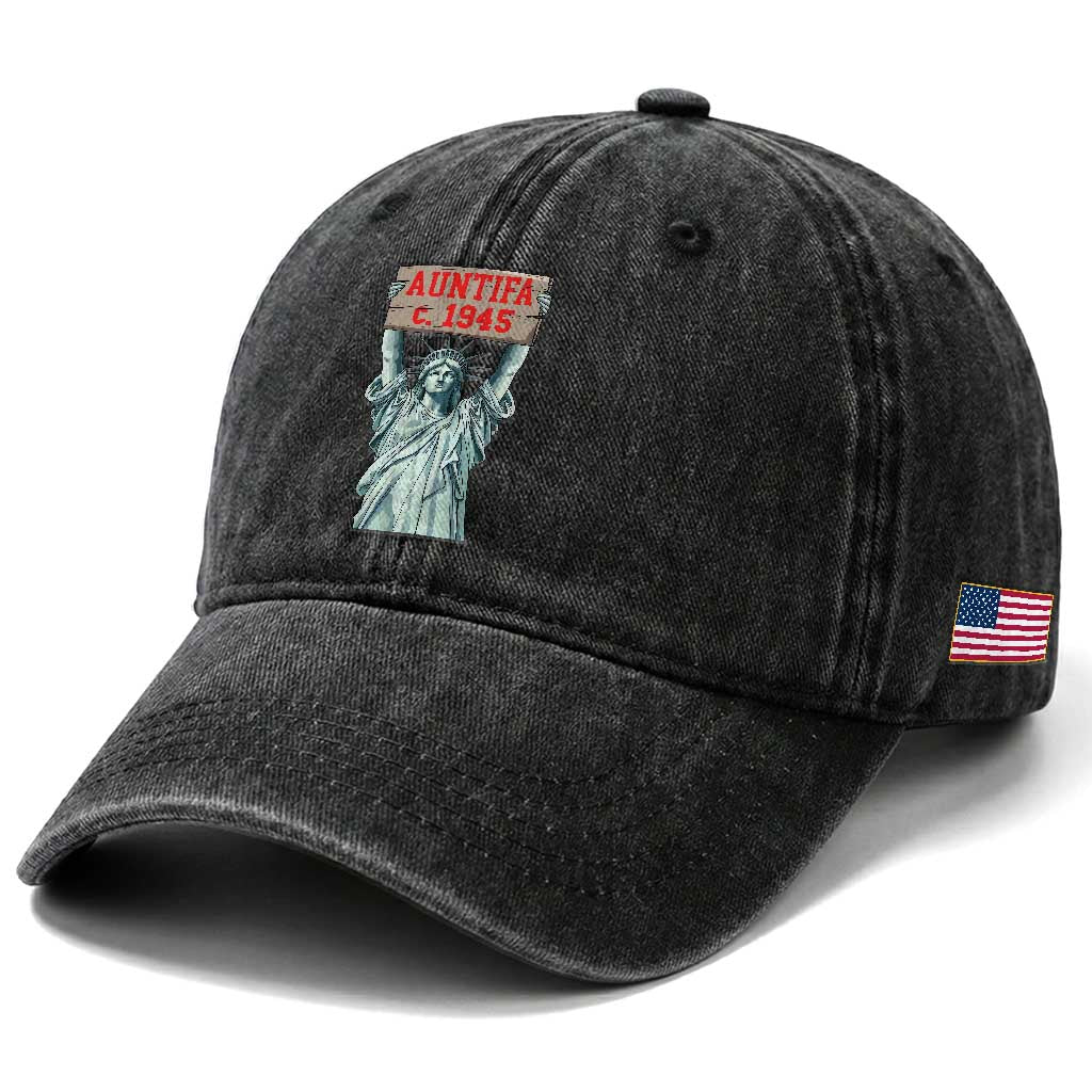 Antifa Fascism Washed Cotton Baseball Cap Statue of Liberty Anti Fascism Patriotic TS14 Print Your Wear