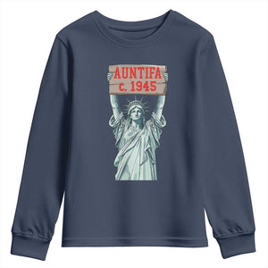 Antifa Fascism Youth Sweatshirt Statue of Liberty Anti Fascism Patriotic TS14 Navy Print Your Wear