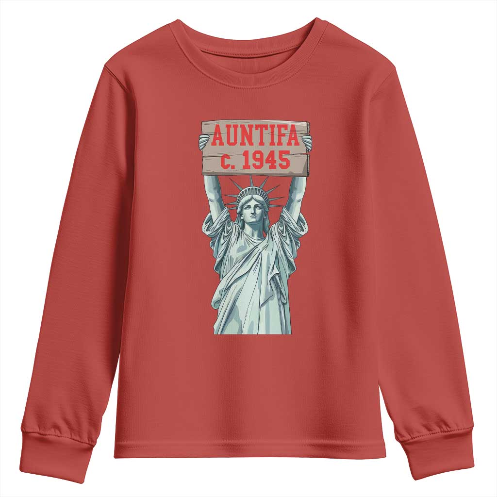 Antifa Fascism Youth Sweatshirt Statue of Liberty Anti Fascism Patriotic TS14 Red Print Your Wear