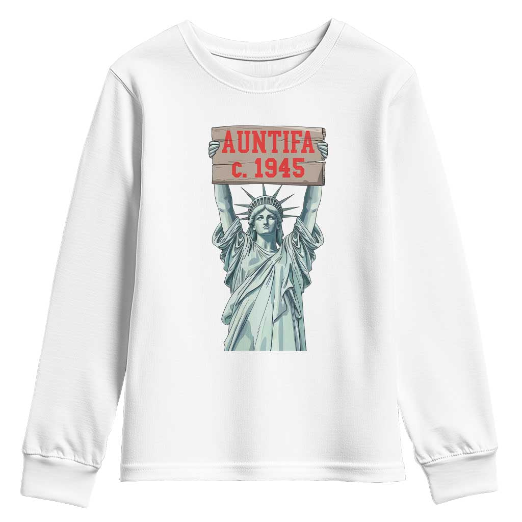 Antifa Fascism Youth Sweatshirt Statue of Liberty Anti Fascism Patriotic TS14 White Print Your Wear