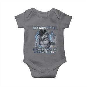 Not Now Kitten Daddy Increasing Shareholder Value Baby Onesie Funny Wolf Meme TS14 Charcoal Print Your Wear