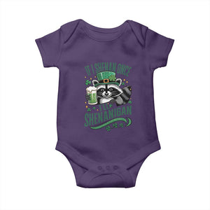 Funny St Patricks Day Raccoon Drinking Beer Baby Onesie If I Shenan Once I'll Shenanigan TS14 Purple Print Your Wear