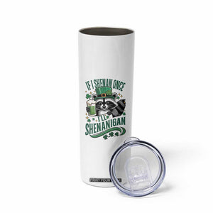 Funny St Patricks Day Raccoon Drinking Beer Skinny Tumbler If I Shenan Once I'll Shenanigan TS14 Print Your Wear