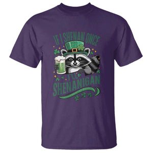 Funny St Patricks Day Raccoon Drinking Beer T Shirt If I Shenan Once I'll Shenanigan TS14 Purple Print Your Wear