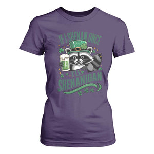 Funny St Patricks Day Raccoon Drinking Beer T Shirt For Women If I Shenan Once I'll Shenanigan TS14 Purple Print Your Wear