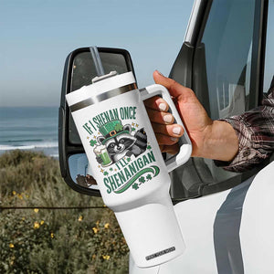 Funny St Patricks Day Raccoon Drinking Beer Tumbler With Handle If I Shenan Once I'll Shenanigan TS14 Print Your Wear