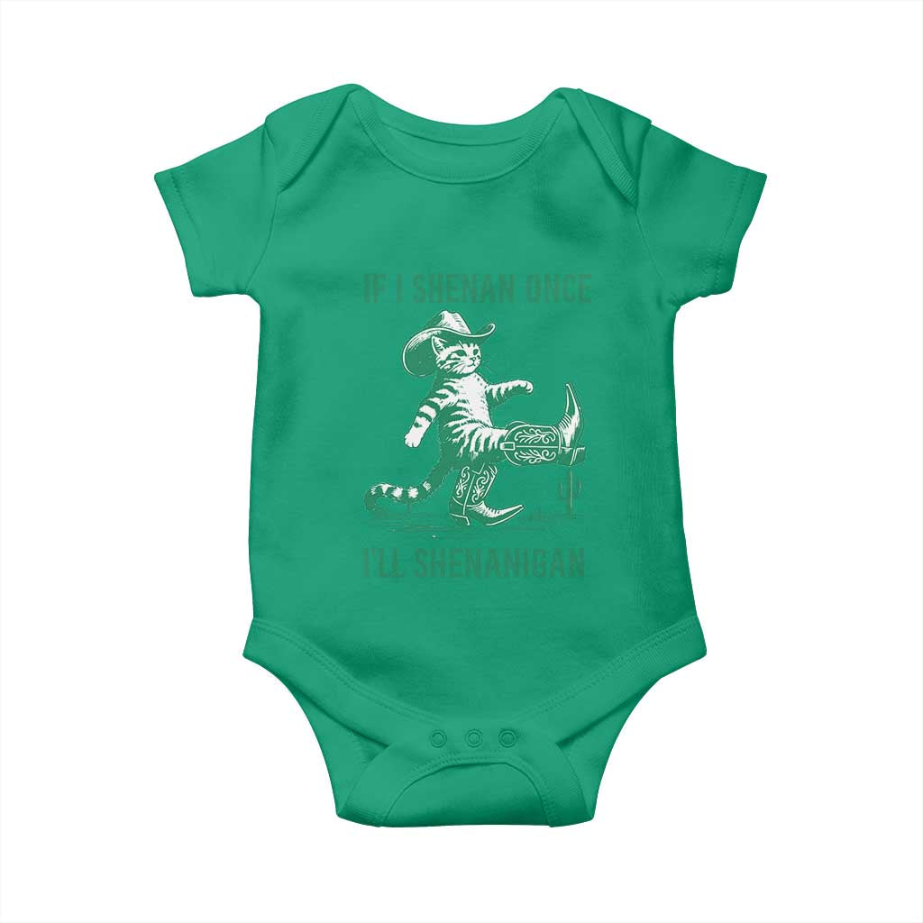 Cowboy Cat St Patrick Day Baby Onesie If I Shenan Once I'll Shenanigan TS14 Irish Green Print Your Wear