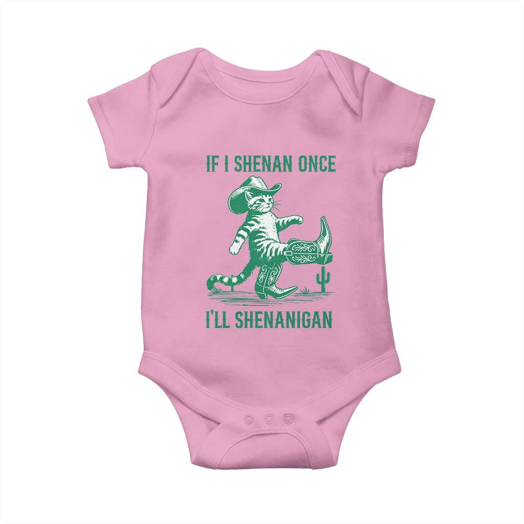 Cowboy Cat St Patrick Day Baby Onesie If I Shenan Once I'll Shenanigan TS14 Light Pink Print Your Wear