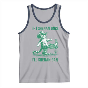 Cowboy Cat St Patrick Day Tank Top If I Shenan Once I'll Shenanigan TS14 Athletic Heather Navy Print Your Wear
