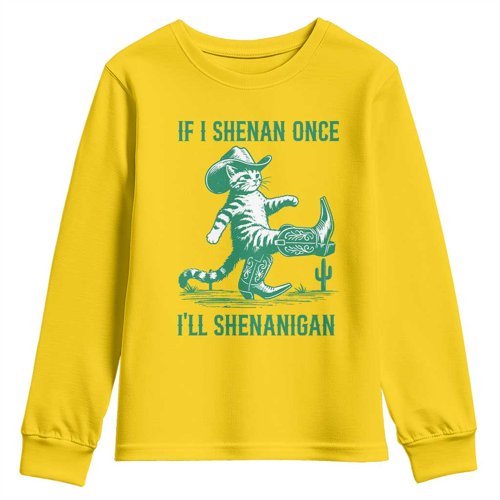 Cowboy Cat St Patrick Day Youth Sweatshirt If I Shenan Once I'll Shenanigan TS14 Daisy Print Your Wear