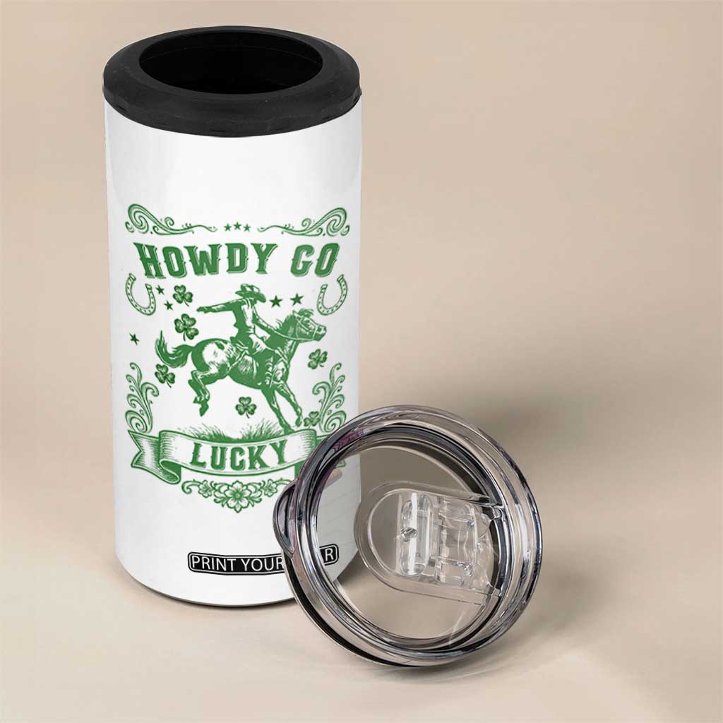 Cowboy St Patrick's Day 4 in 1 Can Cooler Tumbler Howdy Go Lucky TS14 Print Your Wear