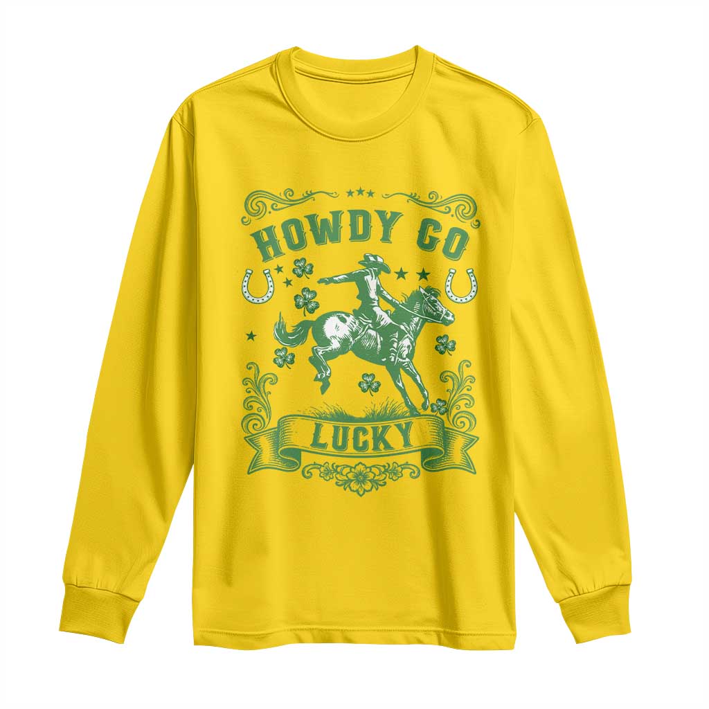 Cowboy St Patrick's Day Long Sleeve Shirt Howdy Go Lucky TS14 Daisy Print Your Wear