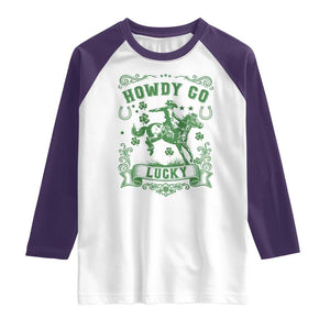 Cowboy St Patrick's Day Raglan Shirt Howdy Go Lucky TS14 White Purple Print Your Wear