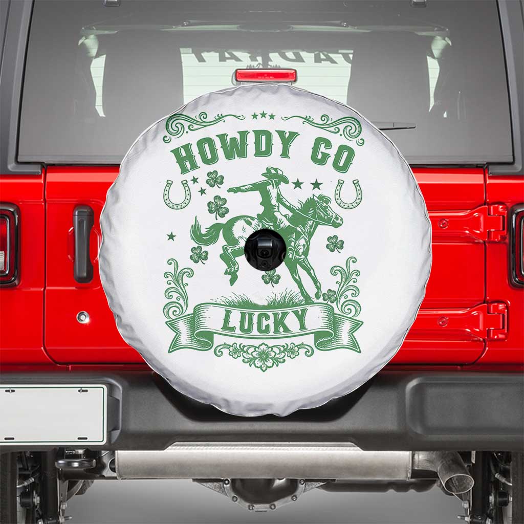 Cowboy St Patrick's Day Spare Tire Cover Howdy Go Lucky TS14 White Print Your Wear
