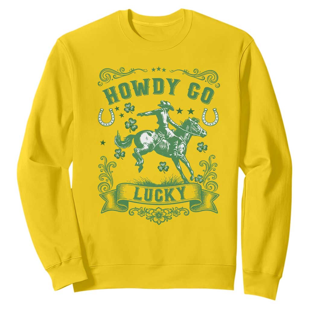 Cowboy St Patrick's Day Sweatshirt Howdy Go Lucky TS14 Daisy Print Your Wear