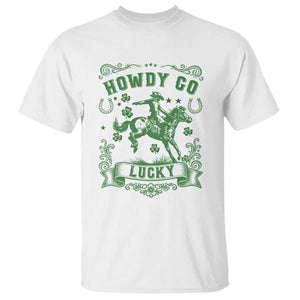 Cowboy St Patrick's Day T Shirt Howdy Go Lucky TS14 White Print Your Wear