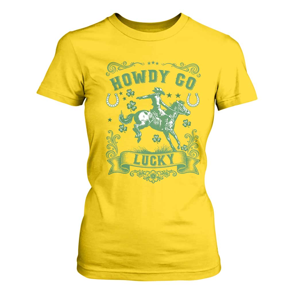 Cowboy St Patrick's Day T Shirt For Women Howdy Go Lucky TS14 Daisy Print Your Wear