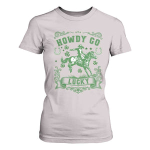 Cowboy St Patrick's Day T Shirt For Women Howdy Go Lucky TS14 Ice Gray Print Your Wear