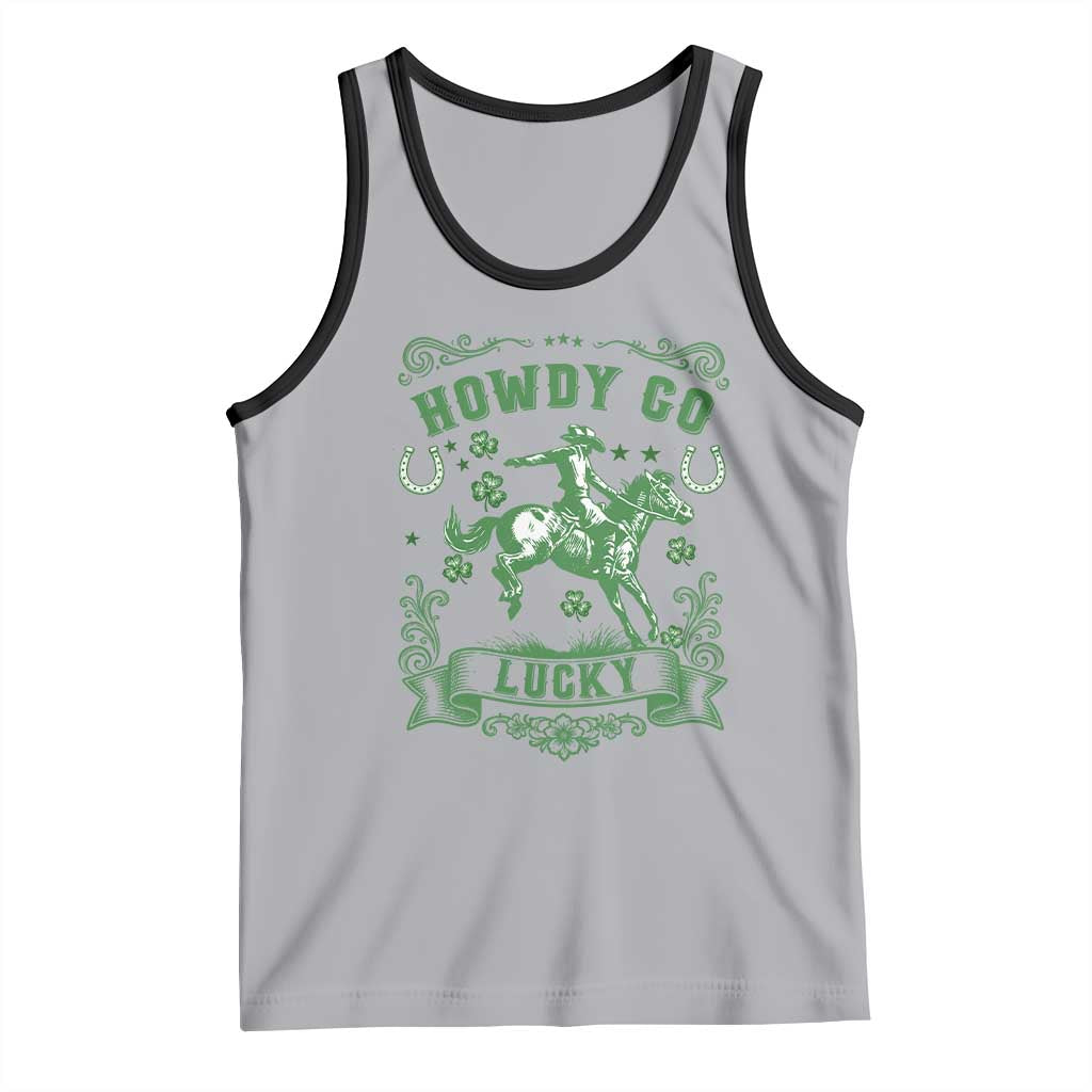 Cowboy St Patrick's Day Tank Top Howdy Go Lucky TS14 Athletic Heather Black Print Your Wear