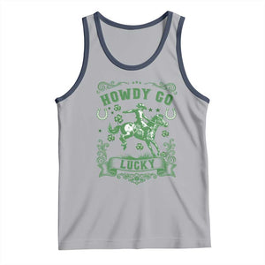 Cowboy St Patrick's Day Tank Top Howdy Go Lucky TS14 Athletic Heather Navy Print Your Wear