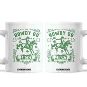 Cowboy St Patrick's Day Coffee Mug Howdy Go Lucky TS14 White Print Your Wear