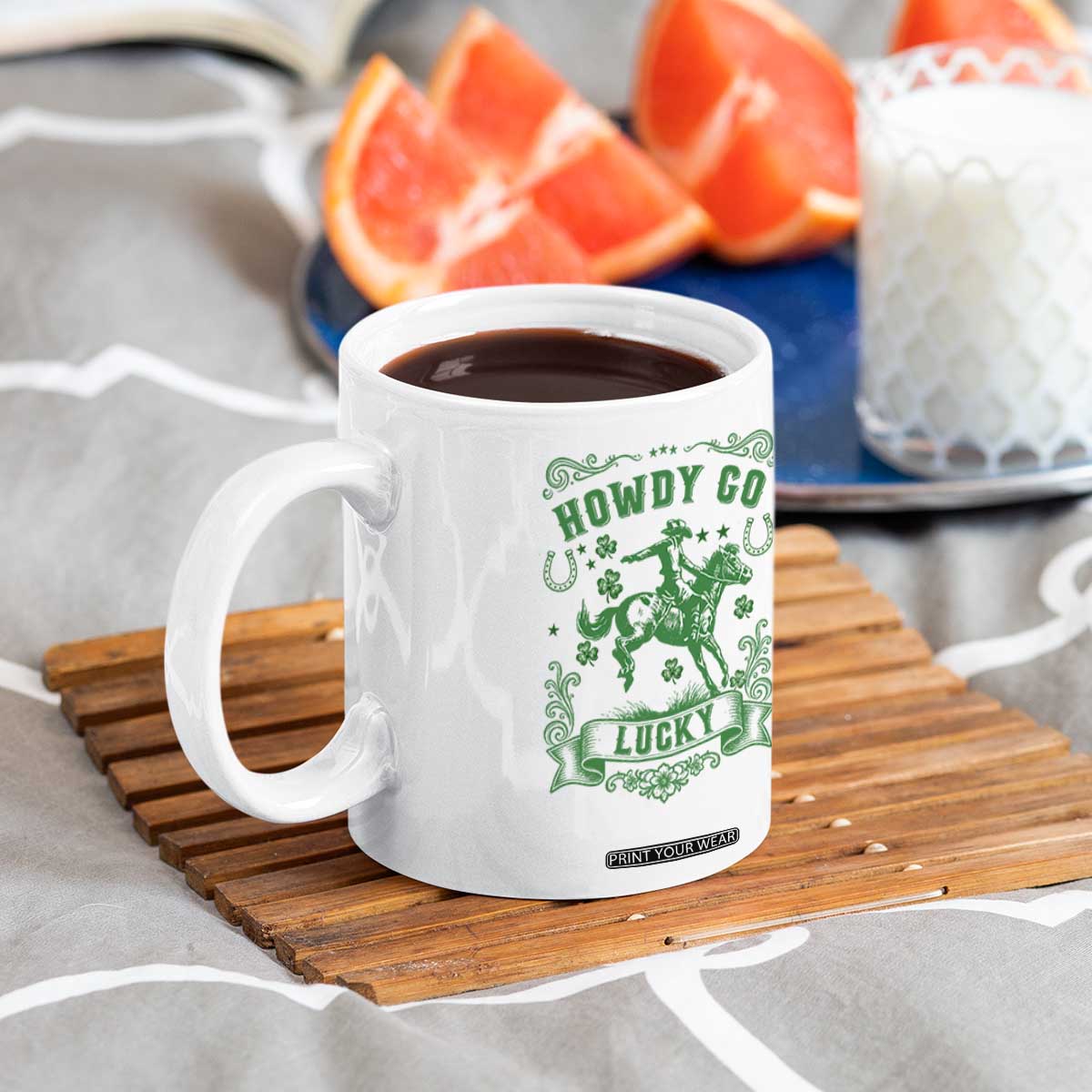 Cowboy St Patrick's Day Coffee Mug Howdy Go Lucky TS14 Print Your Wear