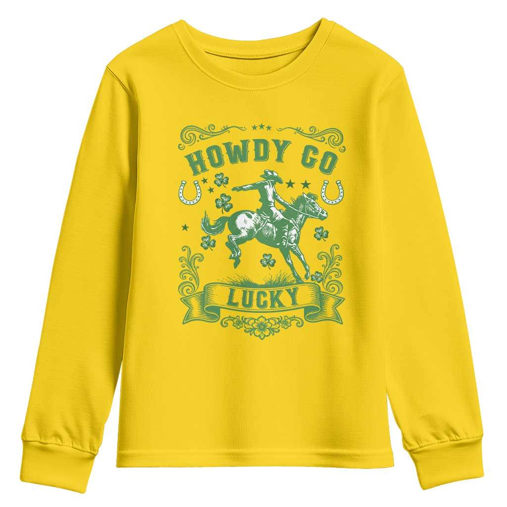 Cowboy St Patrick's Day Youth Sweatshirt Howdy Go Lucky TS14 Daisy Print Your Wear