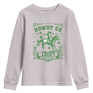 Cowboy St Patrick's Day Youth Sweatshirt Howdy Go Lucky TS14 Ice Gray Print Your Wear