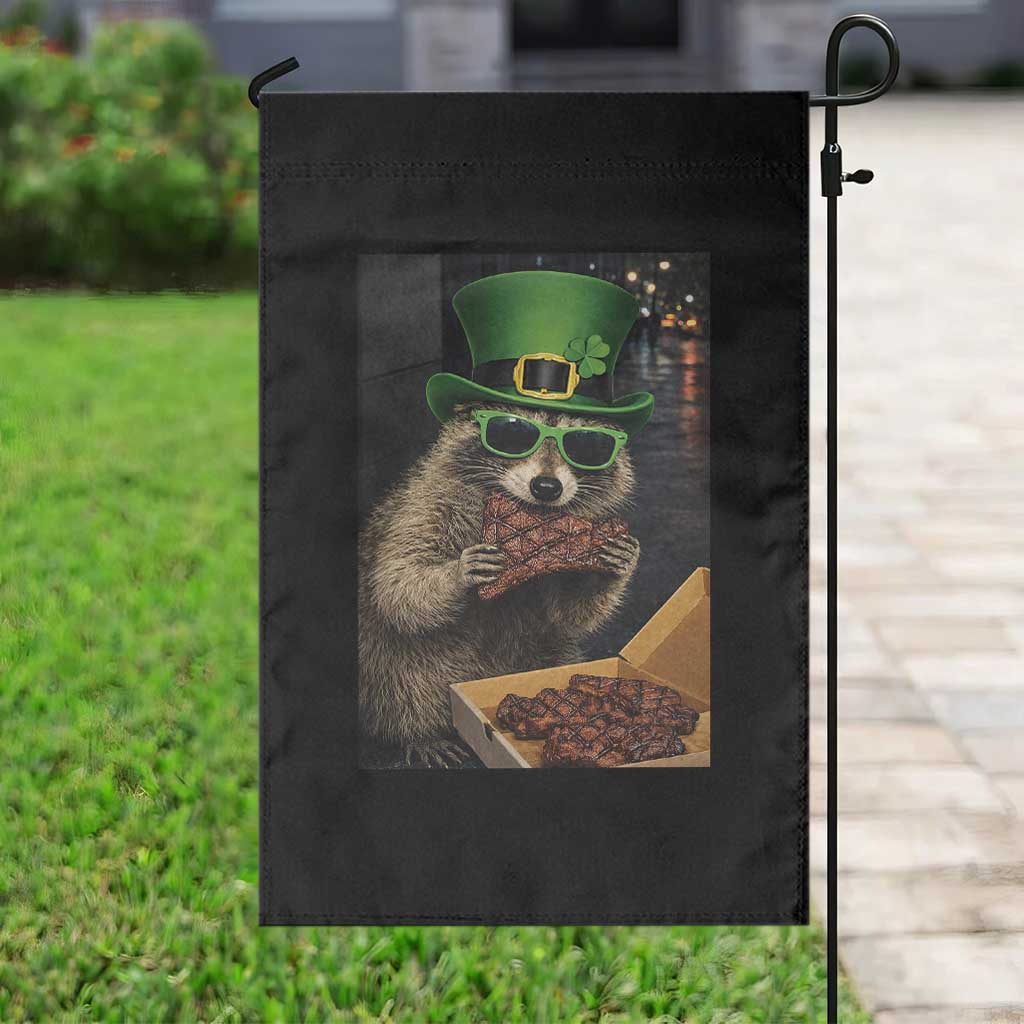Funny Raccoon St Patrick's Day Garden Flag Raccoon Eating Corned Beef Meme TS14 Print Your Wear