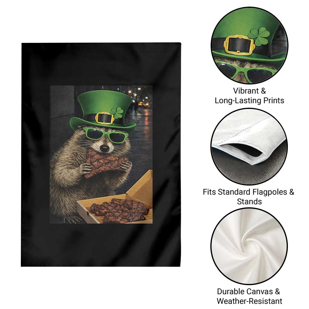Funny Raccoon St Patrick's Day Garden Flag Raccoon Eating Corned Beef Meme TS14 Print Your Wear