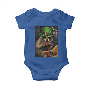 Funny Raccoon St Patrick's Day Baby Onesie Raccoon Eating Corned Beef Meme TS14 Royal Blue Print Your Wear