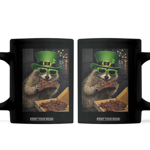 Funny Raccoon St Patrick's Day Coffee Mug Raccoon Eating Corned Beef Meme TS14 Black Print Your Wear