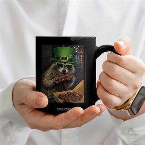 Funny Raccoon St Patrick's Day Coffee Mug Raccoon Eating Corned Beef Meme TS14 Print Your Wear