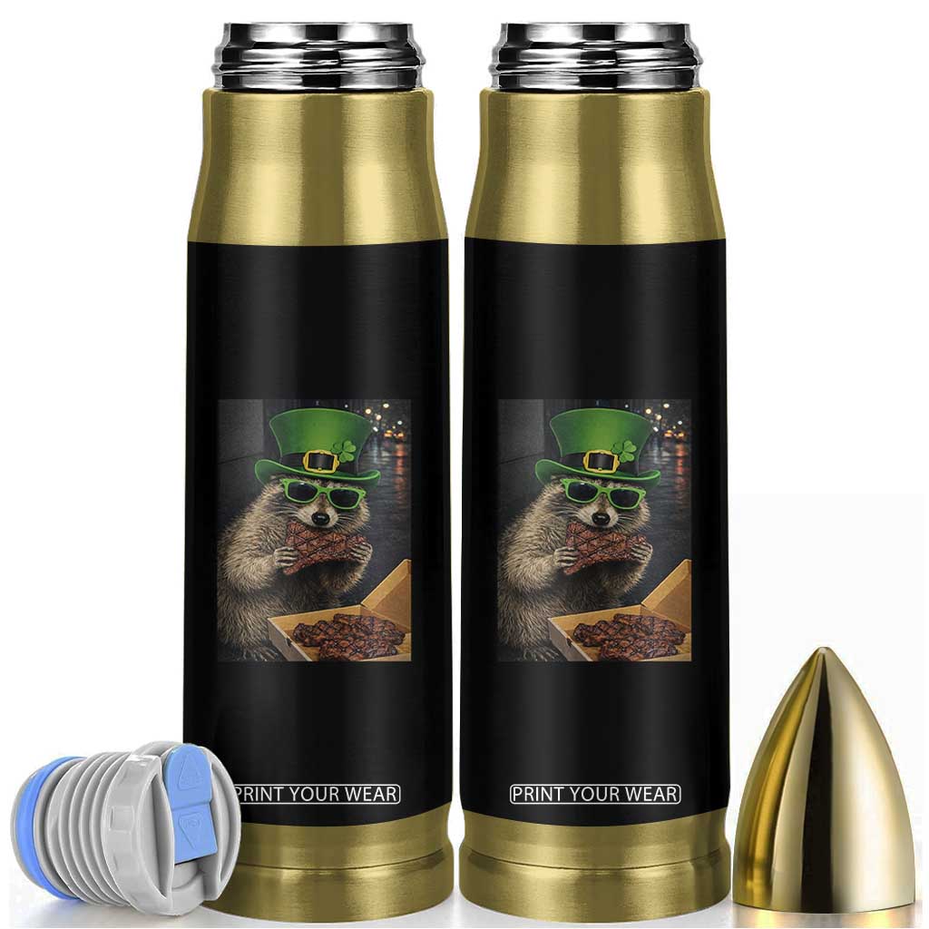 Funny Raccoon St Patrick's Day Bullet Tumbler Raccoon Eating Corned Beef Meme TS14 Black Print Your Wear