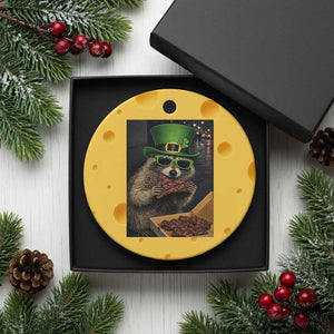 Funny Raccoon St Patrick's Day Ceramic Ornament Raccoon Eating Corned Beef Meme TS14 1pc Yellow Cheese Print Your Wear
