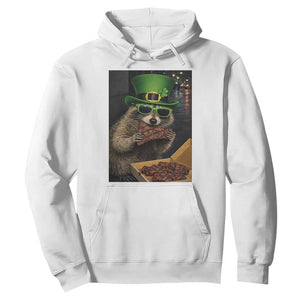 Funny Raccoon St Patrick's Day Hoodie Raccoon Eating Corned Beef Meme TS14 White Print Your Wear