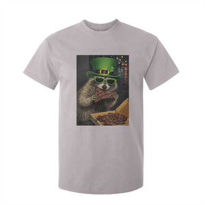 Funny Raccoon St Patrick's Day T Shirt For Kid Raccoon Eating Corned Beef Meme TS14 Ice Gray Print Your Wear