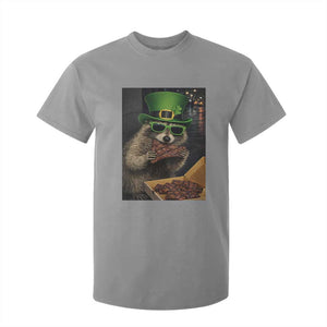 Funny Raccoon St Patrick's Day T Shirt For Kid Raccoon Eating Corned Beef Meme TS14 Sport Gray Print Your Wear