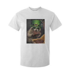 Funny Raccoon St Patrick's Day T Shirt For Kid Raccoon Eating Corned Beef Meme TS14 White Print Your Wear