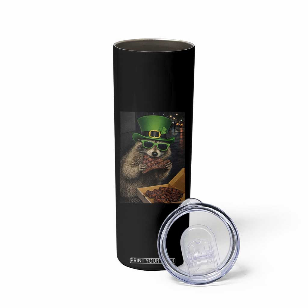 Funny Raccoon St Patrick's Day Skinny Tumbler Raccoon Eating Corned Beef Meme TS14 Print Your Wear