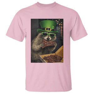 Funny Raccoon St Patrick's Day T Shirt Raccoon Eating Corned Beef Meme TS14 Light Pink Print Your Wear