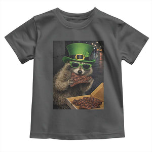 Funny Raccoon St Patrick's Day Toddler T Shirt Raccoon Eating Corned Beef Meme TS14 Dark Heather Print Your Wear